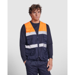 Chaleco laboral alta visibilidad multibolsillos 200 g/m2 Roly Beta color naranja fluorescente primera vista de uso