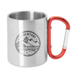 Taza metálica de doble pared con asa mosquetón de colores 230ml color rojo vista detalle 4