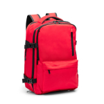 Mochila de viaje de poliéster reciclado resistente al agua PC 16” color rojo primera vista de uso