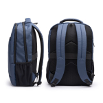Mochila de piel PU con asas y hombro acolchadas para portátil 15” color azul marino vista detalle 5