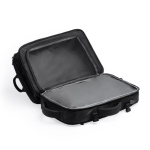 Mochila con logotipo de viaje piel PU extensible con bolsillo para portátil 17” color negro vista detalle 2