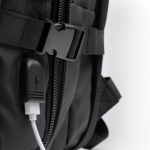 Mochila con logotipo de viaje piel PU extensible con bolsillo para portátil 17” color negro vista detalle 5