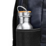 Mochila de nylon 600D con espalda acolchada y tiras ajustables 15” color azul marino vista detalle 2