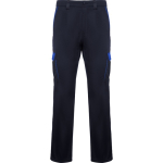 Pantalón largo multibolsillos unisex con contraste 250 g/m2 Roly Trooper color azul real segunda vista