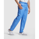 Pantalón sanitario largo unisex con corte recto 195 g/m2 Roly Care color azul bondi tercera vista de uso