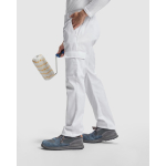 Pantalón laboral de poliéster y algodón de corte recto 210 g/m2 Roly Pintor color blanco quinta vista de uso