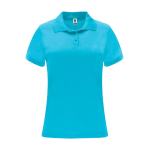 Polo técnico de poliéster piqué para mujer 150 g/m2 Roly Direct Monzha color turquesa segunda vista