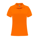 Polo técnico de poliéster piqué para mujer 150 g/m2 Roly Direct Monzha color naranja fluorescente segunda vista