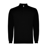 Polo de poliéster y algodón de manga larga 220 g/m2 Roly Direct Carpe color negro segunda vista