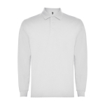 Polo de poliéster y algodón de manga larga 220 g/m2 Roly Direct Carpe color blanco segunda vista