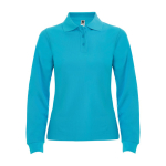 Polo de algodón de manga larga para mujer 220 g/m2 Roly Direct Estrella color turquesa segunda vista