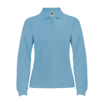 Polo de algodón de manga larga para mujer 220 g/m2 Roly Direct Estrella color azul claro segunda vista