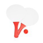 Set de tenis para playa con 2 raquetas de madera y 1 bola color rojo segunda vista