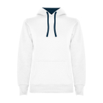 Sudadera de algodón y poliéster slim fit para mujer 280 g/m2 Roly Direct Urban color blanco/azul segunda vista