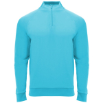 Sudadera de poliéster con media cremallera 200 g/m2 Roly Direct Epiro color turquesa primera vista de uso