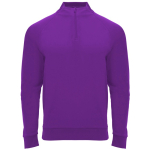 Sudadera de poliéster con media cremallera 200 g/m2 Roly Direct Epiro color morado primera vista de uso