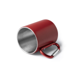 Taza de acero reciclado 304 con doble pared y asa mosquetón 300ml color rojo vista detalle 1