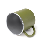 Taza de acero inoxidable reciclado con borde e interor plateado 350ml color blanco vista detalle 1