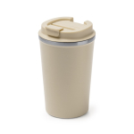 Vaso térmico de acero inoxidable con tapa roscada antifugas 450ml color beige primera vista de uso