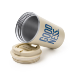 Vaso térmico de acero inoxidable con tapa roscada antifugas 450ml color beige vista detalle 1