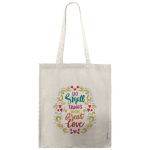 Bolsa de algodón Canvas reciclado con asas largas 240 g/m2 color natural tercera vista