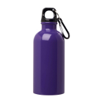 Botella de acero inoxidable reciclado con mosquetón 400ml color morado segunda vista frontal