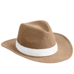 Sombrero de papel con cinta en distintos colores para personalizar color camel primera vista