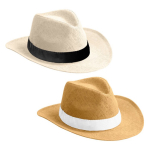 Sombrero de papel con cinta en distintos colores para personalizar primera vista