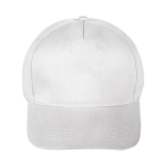 Clásica gorra de 100% algodón de 5 paneles y cierre de velcro color blanco primera vista