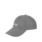 Clásica gorra de 100% algodón de 5 paneles y cierre de velcro color gris vista principal