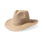 Sombrero estilo cowboy de material sintético con cinta personalizable color beige