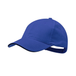 Gorra de algodón peinado de 6 paneles con detalle en la visera color azul segunda vista