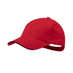 Gorra de algodón peinado de 6 paneles con detalle en la visera color rojo primera vista