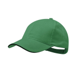 Gorra de algodón peinado de 6 paneles con detalle en la visera color verde primera vista