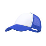 Gorra de poliéster estilo trucker de 5 paneles con cierre ajustable color azul primera vista