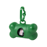 Dispensador de 15 bolsas para mascotas en forma de hueso color verde primera vista