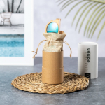 Gafas de bambú con lentes efecto espejo en bolsa con cierre de cordón color madera