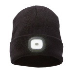 Gorro de punto elástico estilo canalé con LED frontal 92 g/m2 color negro