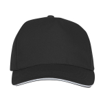 Gorra tipo sándwich de algodón con 5 paneles de 175 g/m2 color negro segunda vista frontal