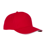 Gorra tipo sándwich de algodón con 5 paneles de 175 g/m2 color rojo vista lateral