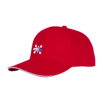 Gorra tipo sándwich de algodón con 5 paneles de 175 g/m2 color rojo vista impresión transfer