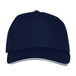 Gorra tipo sándwich de algodón con 5 paneles de 175 g/m2 color azul marino segunda vista frontal