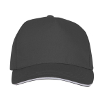 Gorra tipo sándwich de algodón con 5 paneles de 175 g/m2 color gris topo segunda vista frontal
