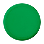 Frisbee redondo de plástico reciclado con acabado moteado color verde segunda vista frontal