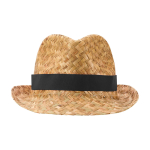 Sombrero de paja transpirable natural con cinta personalizable color negro segunda vista frontal