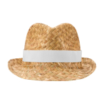 Sombrero de paja transpirable natural con cinta personalizable color blanco segunda vista frontal