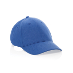 Gorra de algodón reciclado 6 paneles con tejido jaspeado 200 g/m2 color azul