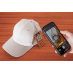 Gorra de algodón reciclado 6 paneles con tejido jaspeado 200 g/m2 color blanco roto vista de ambiente 2