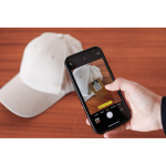 Gorra de algodón reciclado 6 paneles con tejido jaspeado 200 g/m2 color blanco roto vista de ambiente 3