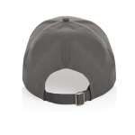 Gorra deportiva de RPET con 6 paneles y ajuste trasero de hebilla color gris tercera vista
